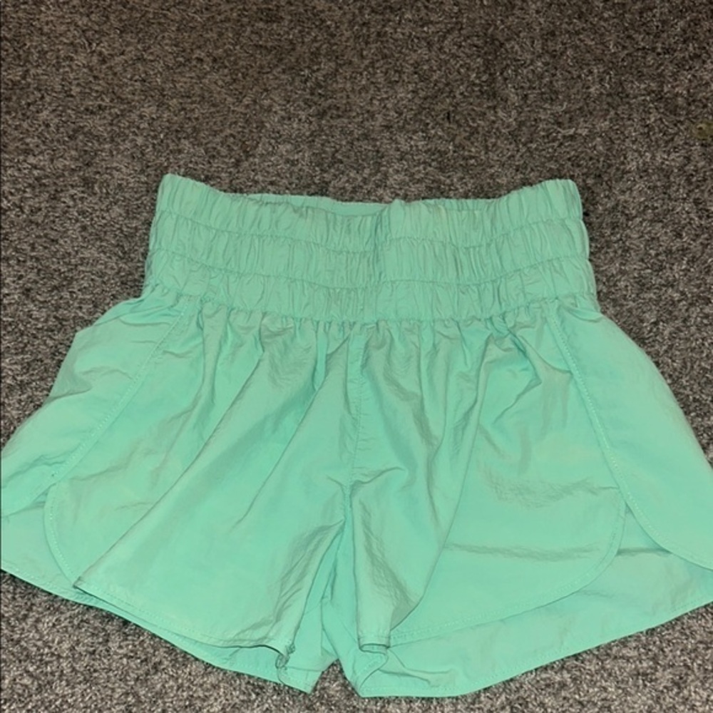 Zenana Outfitters Smocked Athletic Shorts Green- Large